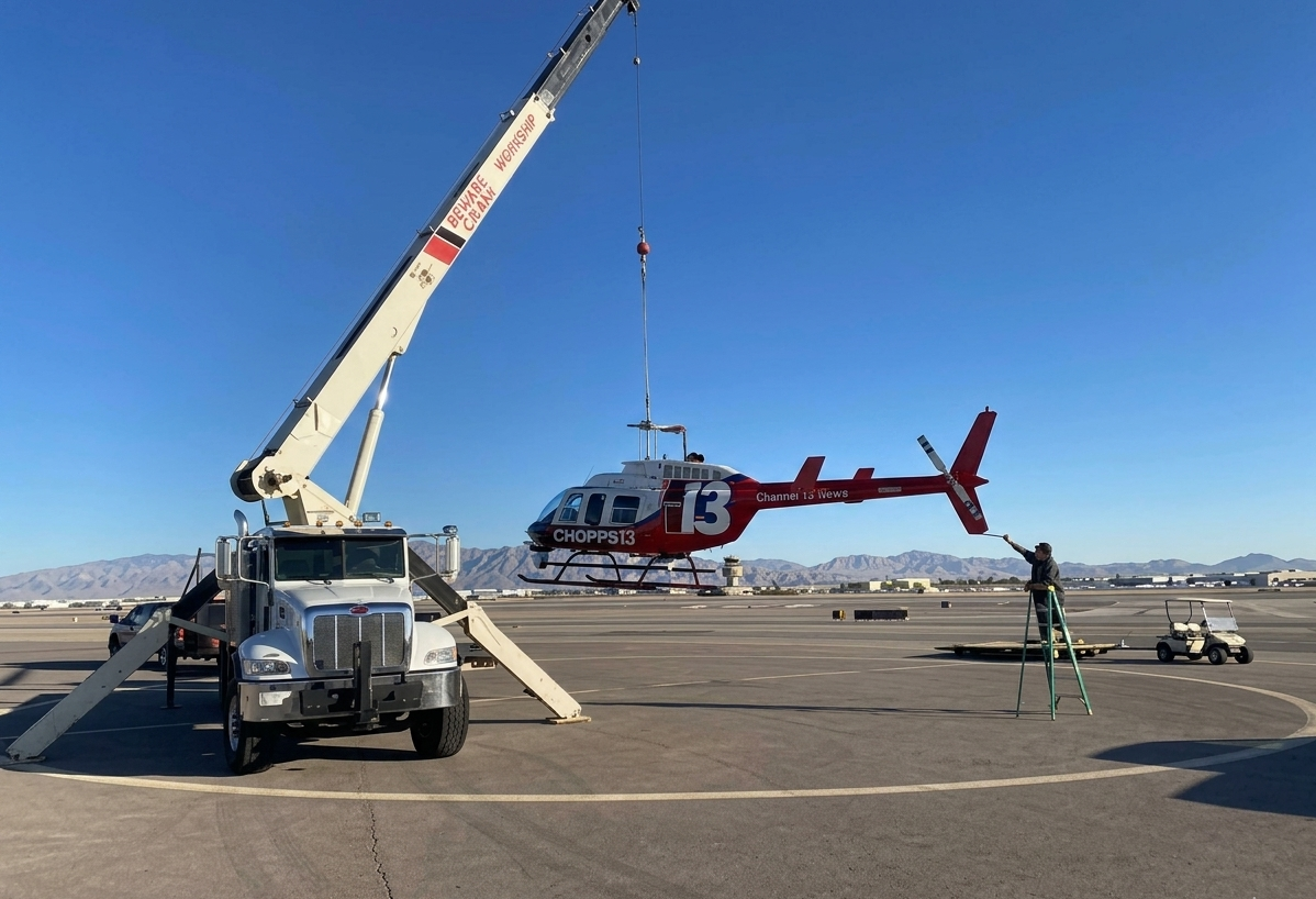 Helicopter lift on tarmac