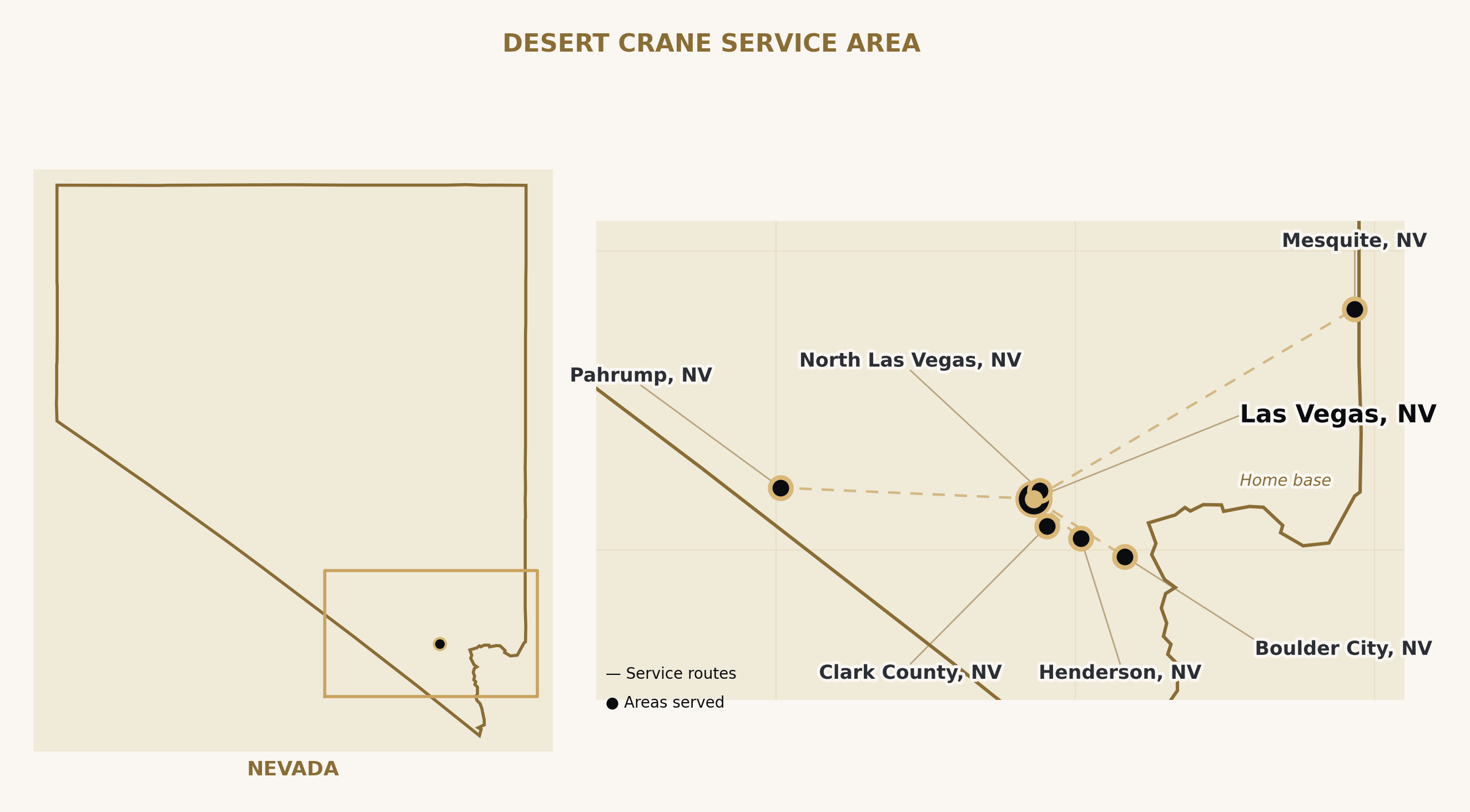 Map of Desert Crane service areas across the Las Vegas valley